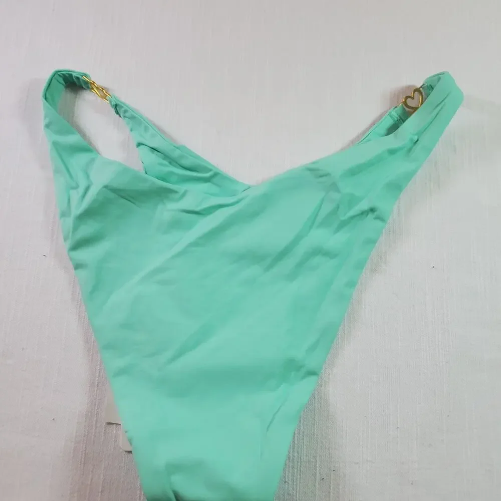L*Space Monica Wise Mint Green Teal Bikini Bottom Swimsuit Small S Womens NWT